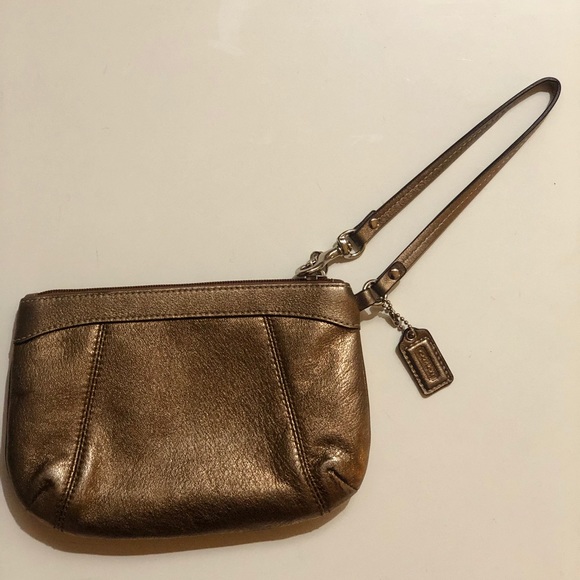 Bronze Metallic Coach Wristlet Clutch - Picture 2 of 3